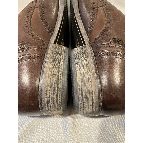 Andrew Marc Wingtip‎ Brown Leather Lace Up Ankle Boots w/ Zipper Men 9.5 C99-112 - Picture 11 of 16